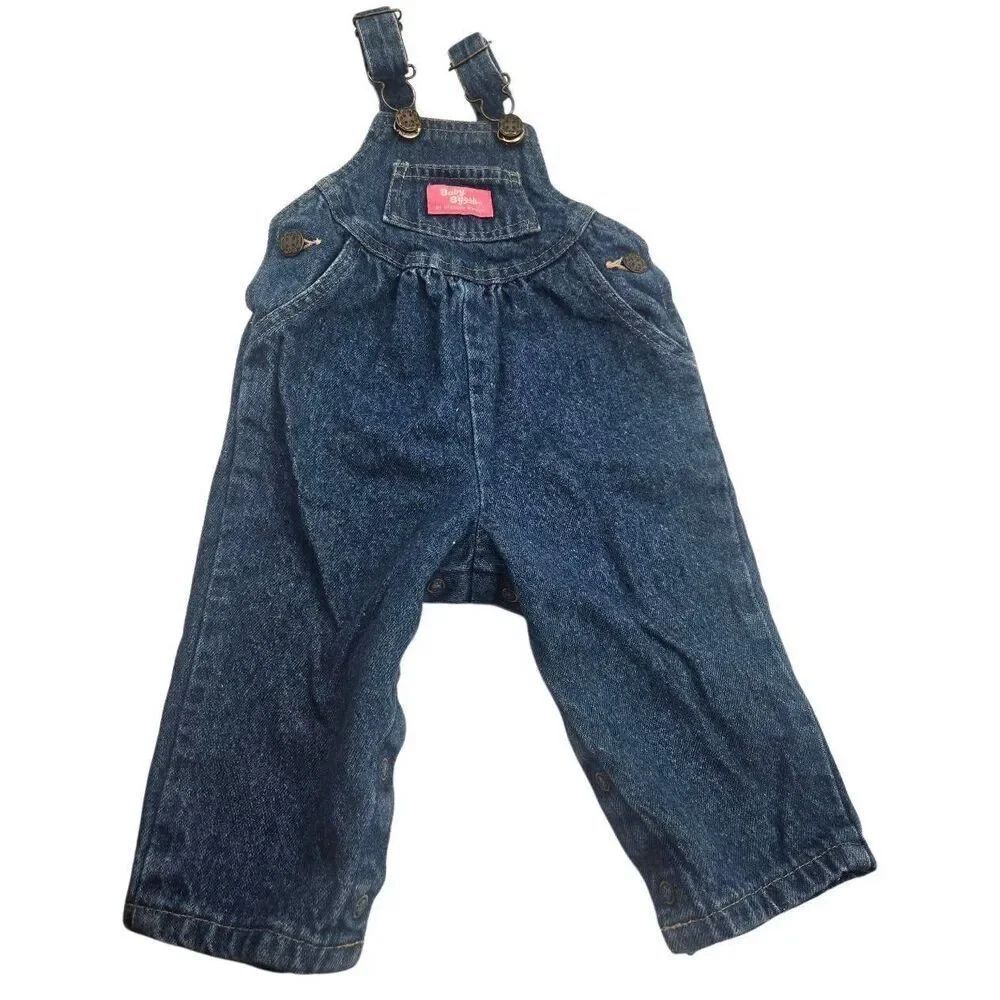 Vintage OshKosh B'Gosh Overalls Denim Pink Logo Size 12 Months